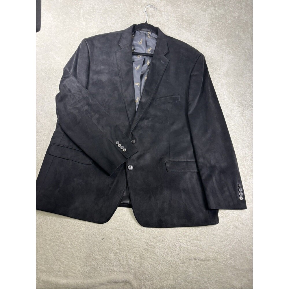 Lauren Ralph Lauren Men’s Black Suede like Blazer Sport Coat Fox Lining 50R